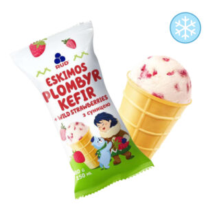Морозиво у ваф.ст. "Ескімос" пломбір-кефір + суниця, 80 г (ціна за 5 шт.), ціна за пак