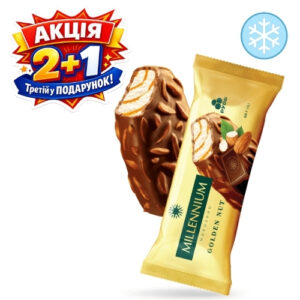 Морозиво "Рудь" ескімо MILLENIUM GOLDEN NUT, 80 г (ціна за 3 шт.), ціна за пак