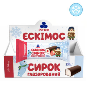Сирок глазурований "Ескімос" з полуницею, 36 г (блок 10 шт.), ціна за Бл