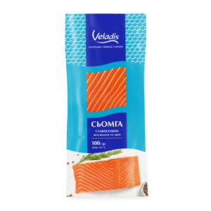 Сьомга "Veladis" філе шматок на шкірі слабосолена, 100 г, ціна за шт