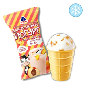 Морозиво "Рудь" «ЗАМОРОЖЕНИЙ ЙОГУРТ» ПЕРСИК – АБРИКОС у ваф.ст, 80 г, ціна за шт